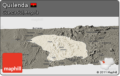 Shaded Relief Panoramic Map of Quilenda, darken