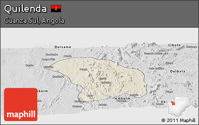 Shaded Relief Panoramic Map of Quilenda, desaturated