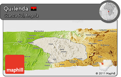 Shaded Relief Panoramic Map of Quilenda, physical outside