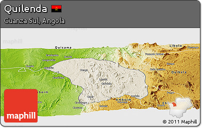 Shaded Relief Panoramic Map of Quilenda, physical outside