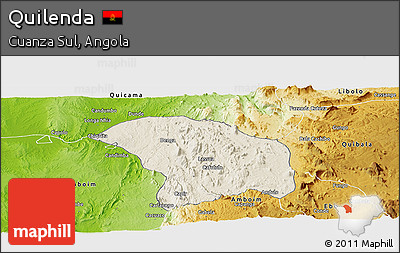 Shaded Relief Panoramic Map of Quilenda, physical outside