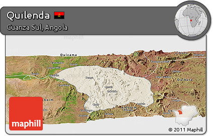 Shaded Relief Panoramic Map of Quilenda, satellite outside