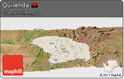 Shaded Relief Panoramic Map of Quilenda, satellite outside