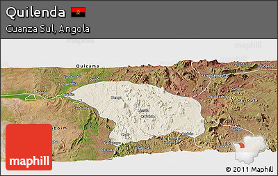 Shaded Relief Panoramic Map of Quilenda, satellite outside