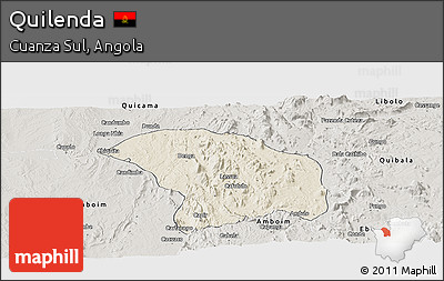Shaded Relief Panoramic Map of Quilenda, semi-desaturated