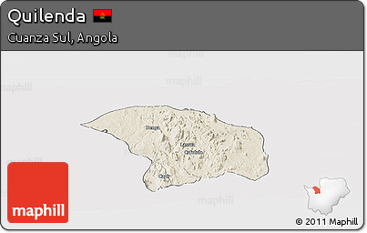 Shaded Relief Panoramic Map of Quilenda, single color outside