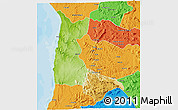 Physical 3D Map of Sumbe, political outside