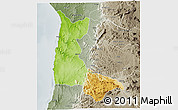 Physical 3D Map of Sumbe, semi-desaturated