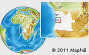 Physical Location Map of Sumbe, highlighted country, within the entire country