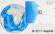 Shaded Relief Location Map of Sumbe, highlighted country