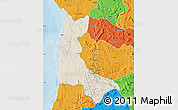 Shaded Relief Map of Sumbe, political outside