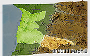 Physical Panoramic Map of Sumbe, darken