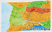 Physical Panoramic Map of Sumbe, political outside
