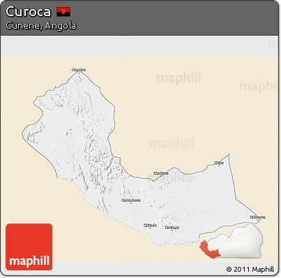 Classic Style 3D Map of Curoca, single color outside