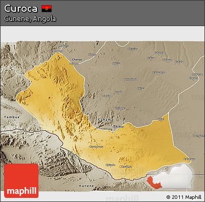 Physical 3D Map of Curoca, semi-desaturated