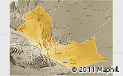 Physical 3D Map of Curoca, semi-desaturated