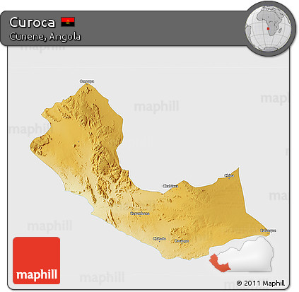 Physical 3D Map of Curoca, single color outside