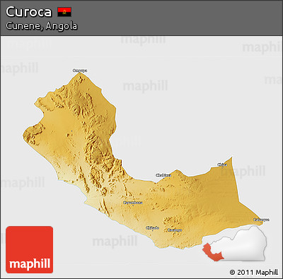 Physical 3D Map of Curoca, single color outside