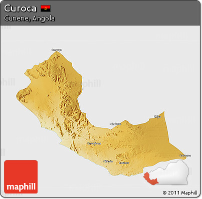 Physical 3D Map of Curoca, single color outside