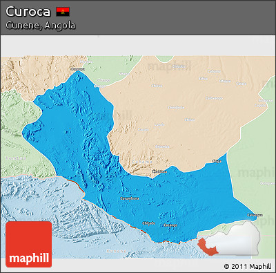 Political 3D Map of Curoca, lighten