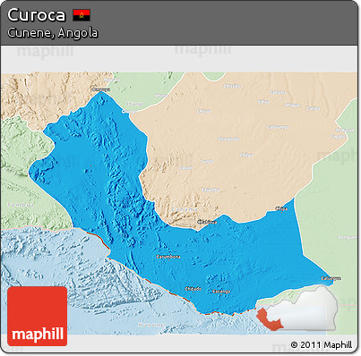 Political 3D Map of Curoca, lighten