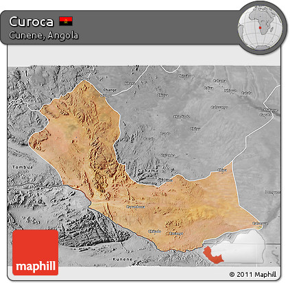 Satellite 3D Map of Curoca, desaturated