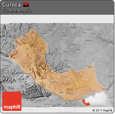 Satellite 3D Map of Curoca, desaturated