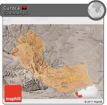Satellite 3D Map of Curoca, semi-desaturated