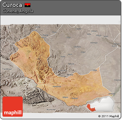 Satellite 3D Map of Curoca, semi-desaturated