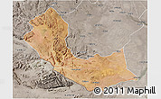Satellite 3D Map of Curoca, semi-desaturated