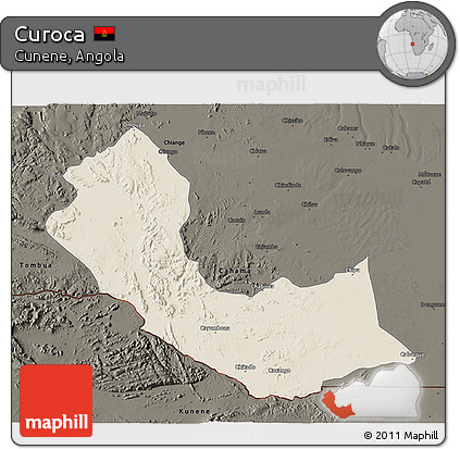 Shaded Relief 3D Map of Curoca, darken