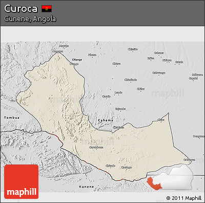 Shaded Relief 3D Map of Curoca, desaturated