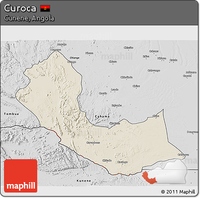 Shaded Relief 3D Map of Curoca, desaturated