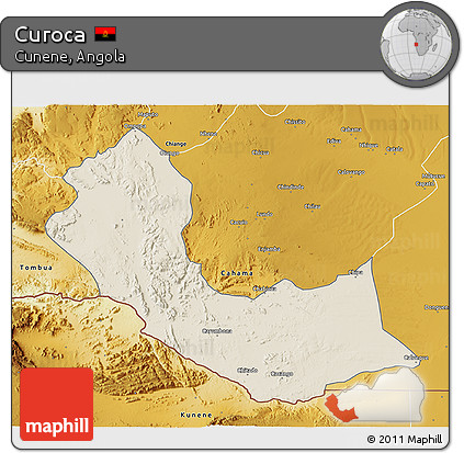 Shaded Relief 3D Map of Curoca, physical outside