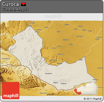 Shaded Relief 3D Map of Curoca, physical outside
