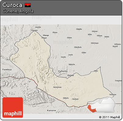 Shaded Relief 3D Map of Curoca, semi-desaturated