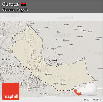 Shaded Relief 3D Map of Curoca, semi-desaturated