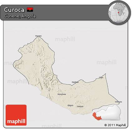 Shaded Relief 3D Map of Curoca, single color outside
