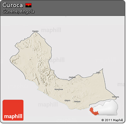 Shaded Relief 3D Map of Curoca, single color outside