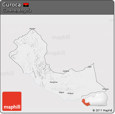 Silver Style 3D Map of Curoca, single color outside