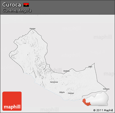 Silver Style 3D Map of Curoca, single color outside