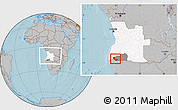 Gray Location Map of Curoca, highlighted country, highlighted parent region, within the entire country, hill shading