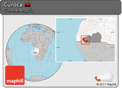 Gray Location Map of Curoca, highlighted country, highlighted parent region