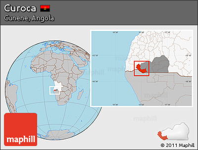 Gray Location Map of Curoca, highlighted country, highlighted parent region