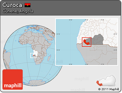 Gray Location Map of Curoca, highlighted country, highlighted parent region