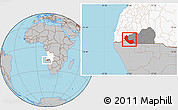 Gray Location Map of Curoca, highlighted country, highlighted parent region