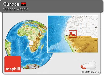 Physical Location Map of Curoca, highlighted country