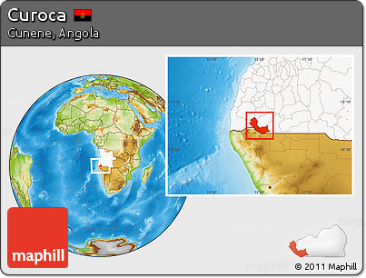 Physical Location Map of Curoca, highlighted country