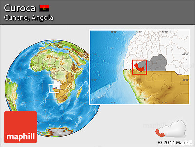 Physical Location Map of Curoca, highlighted country, highlighted parent region