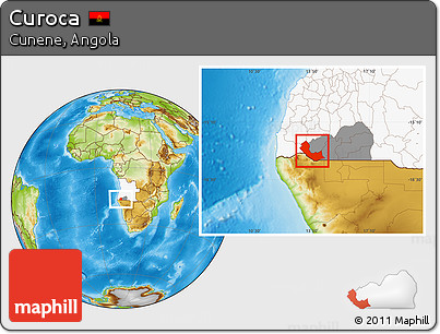 Physical Location Map of Curoca, highlighted country, highlighted parent region